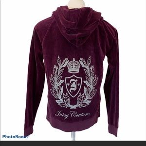 Juicy Couture Purple Velour Bling Zip Up Jacket M